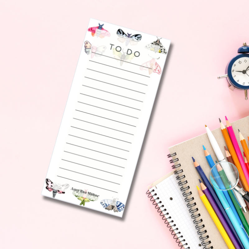 List Notepad Colourful Moth