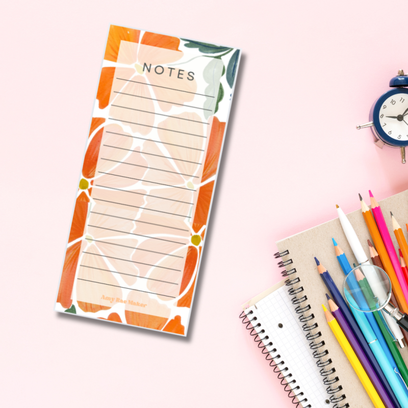 List Notepad Orange Blooms